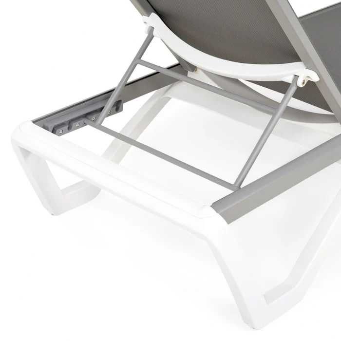 Set mobilier plaja/gradina/terasa, 2 șezlonguri și masa Gri/Alb NOU