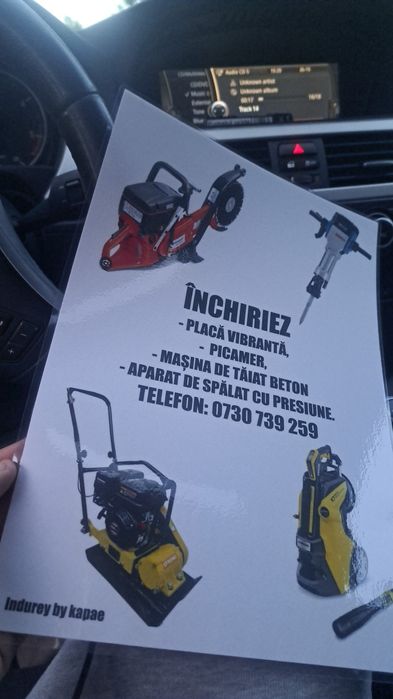 Închiriez placă vibrantă,picamăr,mai compactor etc