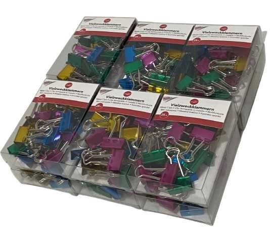 Clips Hartie 19 mm, 12 seturi x 25buc, 300buc, Color, cutie plastic