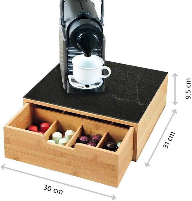 Кутия за съхранение на капсули/чай Kesper 58951, 8 чекмеджета, Бамбук