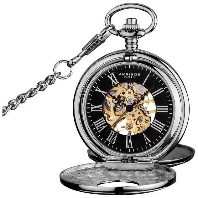 Ceas de buzunar clasic schelet | Akribos XXIV AK609 - Eleganță