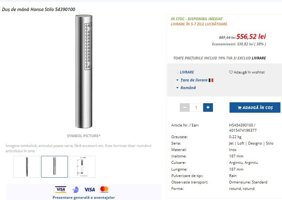 para de Dus Hansa Stilo 54390100 crom