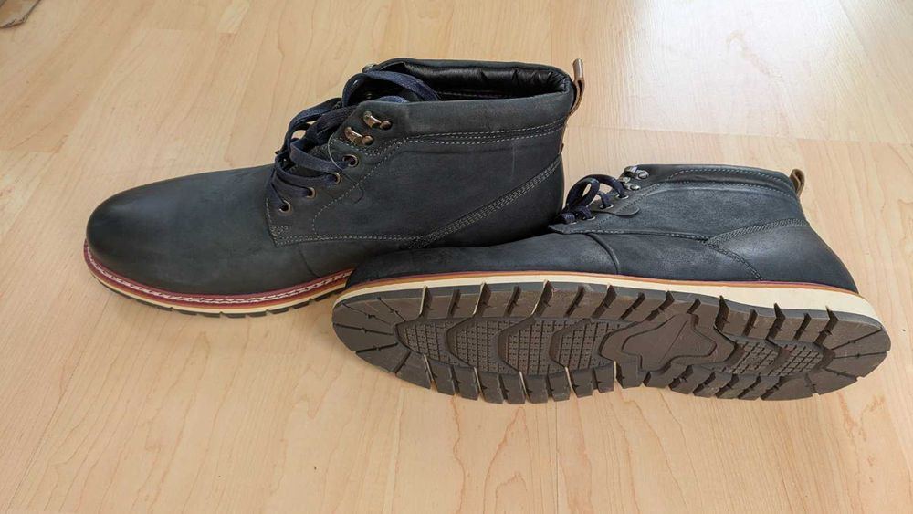 Мъжки боти от естествена кожа с вълнена подплата - 49 номер