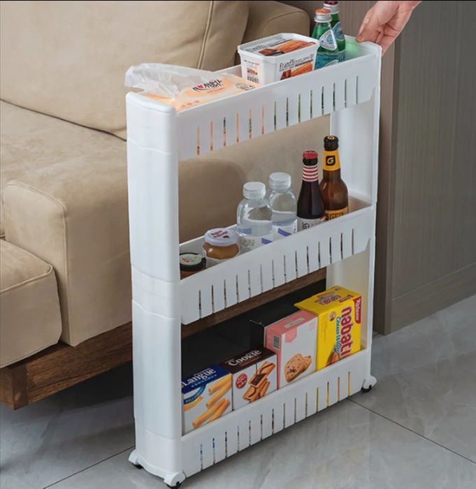 Этажерка узкая на колёсиках