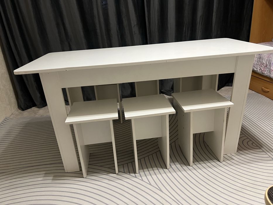 Узкий стол + 6 стульев