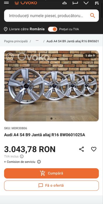 Jante oem 5x112 Audi A3/4/5 R16
