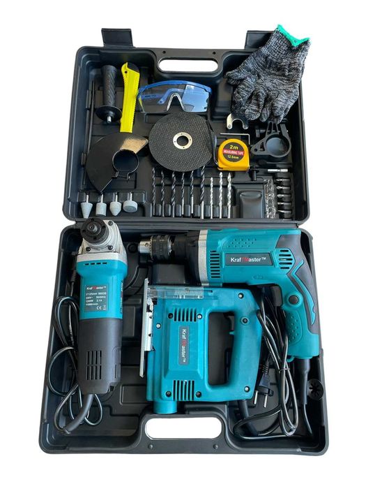 3в1 Безчеткови Машини Флекс + Бормашина + Зеге KrafTMaster