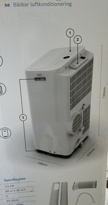 Bosch Cool 2000 мобилен климатик - 3 режима Охлаждане до 35 m² 88 m³