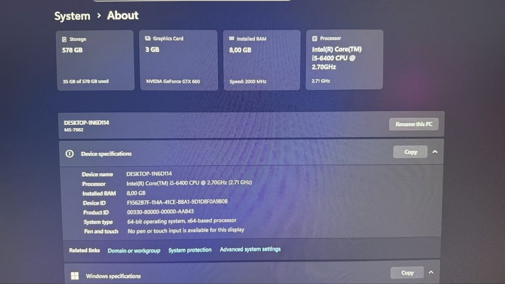 Desktop PC i5/8GB/128GB/500GB/GTX660