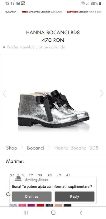 Bocanci Smiling Shoes noi in cutie 38