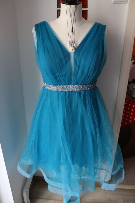 Rochie tulle albastra turcoaz 42