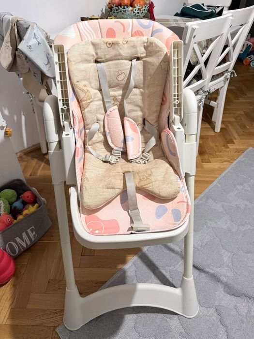 Scaun de masă bebe SmartVibe, reglabil, pliabil, roz