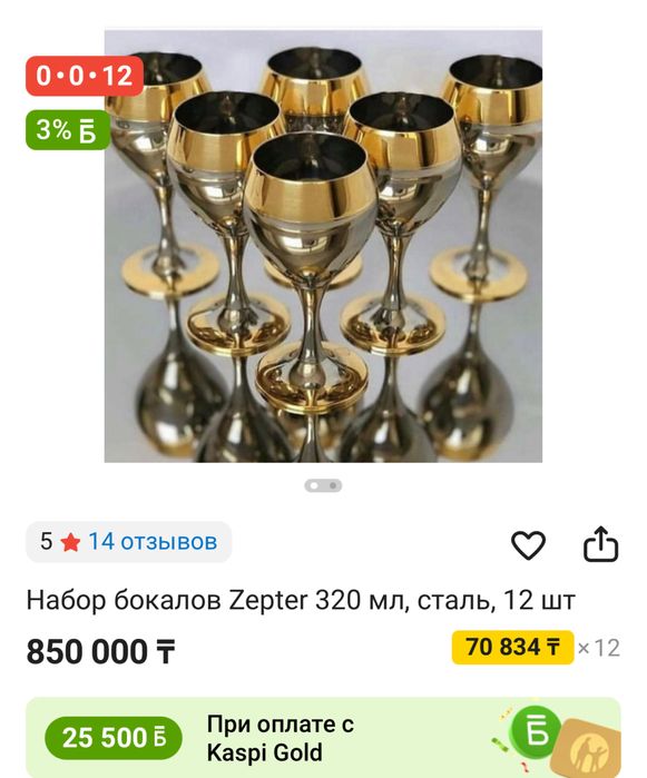 Бокалы для воды Принц Цептер Оригинал 100%