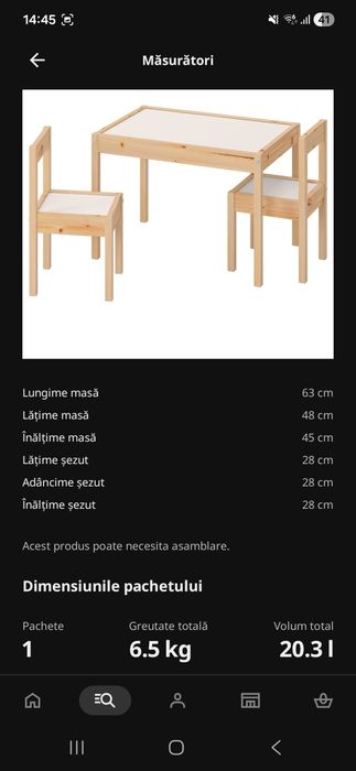 Masa/ masuta cu scaune/ scaunele copii IKEA LATT