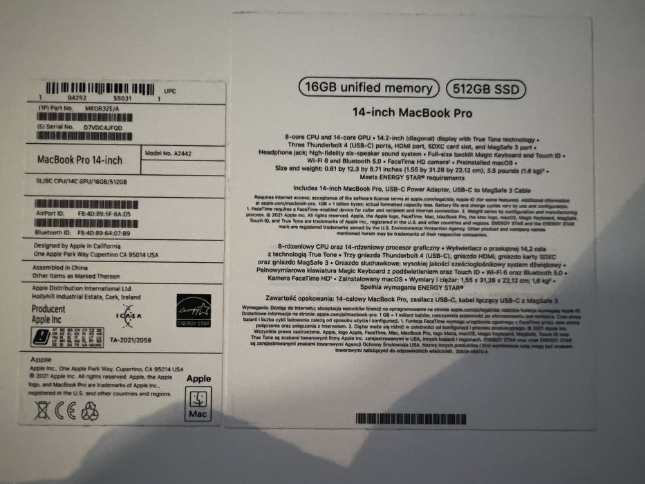 Macbook Pro 14 2021