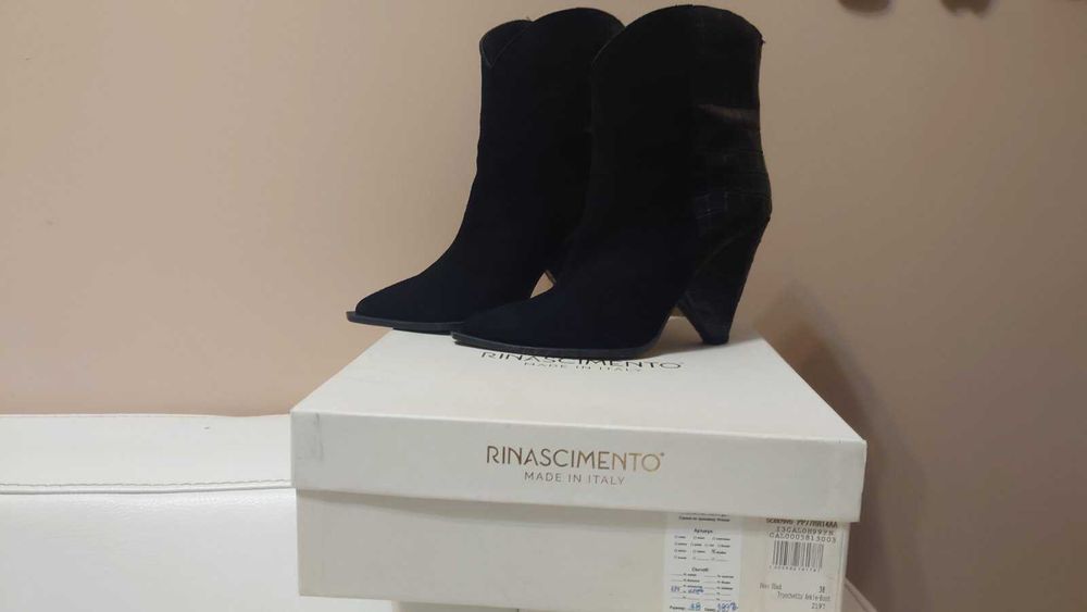 Дамски боти, естествена кожа, 38 размер, черни, италиянски