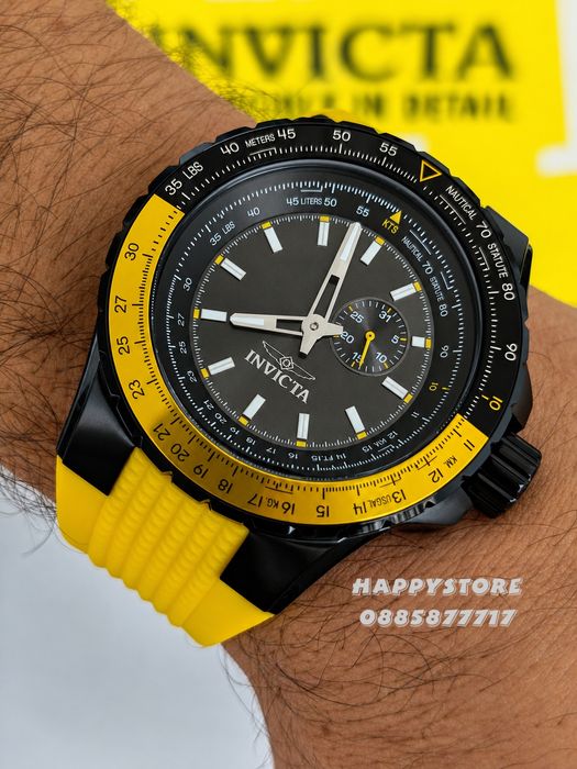 INVICTA Aviator Yellow/Black 50 mm, Инвикта нов мъжки часовник