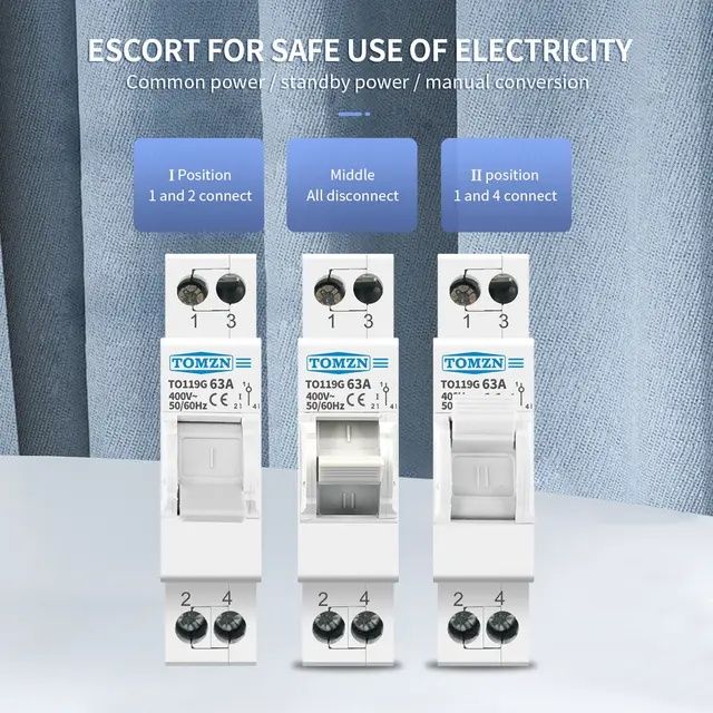 1P 40А/63A MTS монофазен механичен ключ за двойно захранване