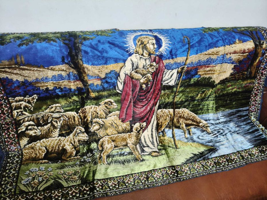 Carpeta cu Isus pastor in stare impecabila - 1970
