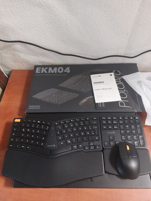 Tastatura+mouse ergonomica, kit 3in1,curbat,Protoarc EKM04,bluetooth