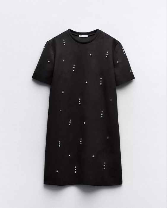 Черна спортна рокля с камъни Zara