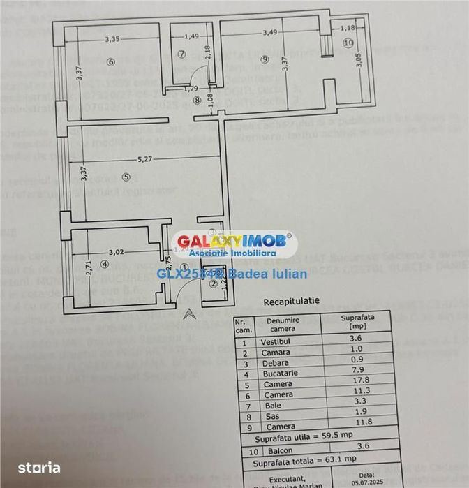 Apartament 3 camere renovat - etaj 7 - str Jean Steriadi - Titan