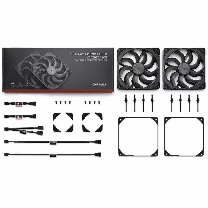 Noctua NF-A14x25 G2 PWM Sx2-PP chromax.black - 6г гаранция