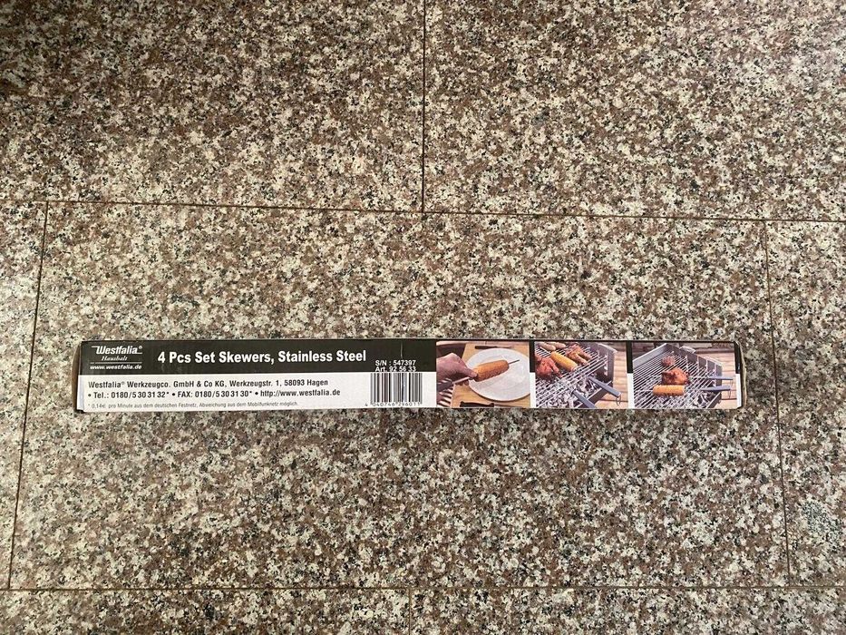 Set 4 țepușe grătar Westfalia, inox, 46,3 cm – noi, în cutie