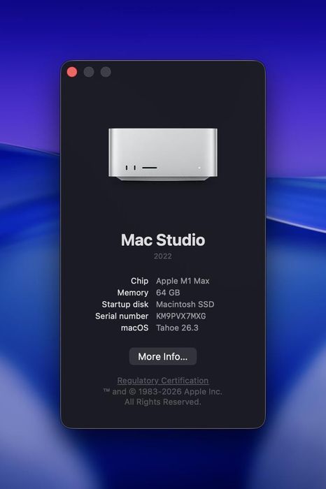 Apple Mac Studio M1 Max 64GB 32GPU 1TB + Magic Mouse + Keyboard