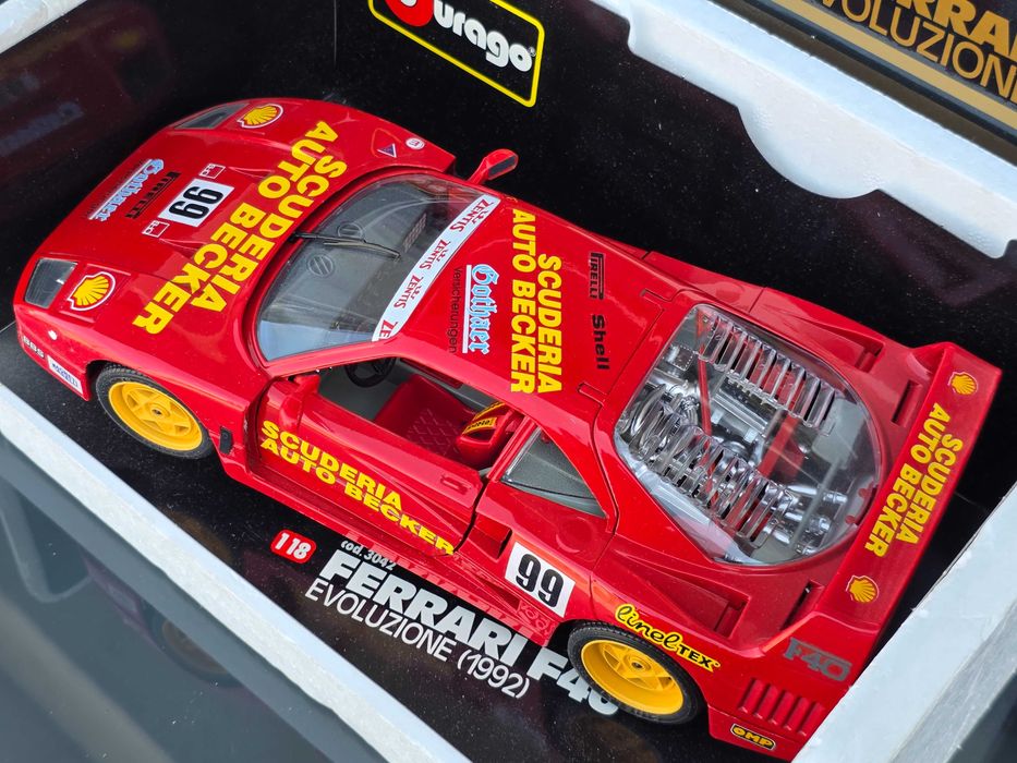 Macheta Auto 1/18 Burago Ferrari F40 Evoluzione 1992 Auto Becker