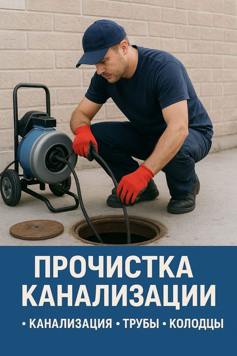 Прочистка канализация колодец труба очистка трос 24/7
Быстро устраним