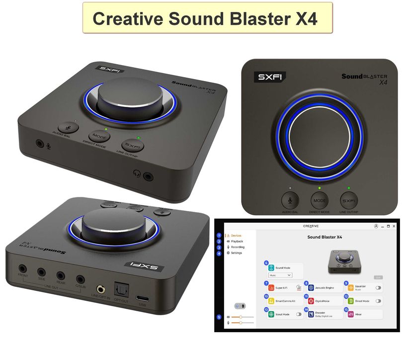 7 вида Creative външни USB звукови карти и DAC усилватели – Sound Blaster Play! 4 / G3 / G6 / GC7 / X4 / G8 / Creative Live! Audio A3 Разопаковани