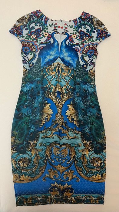 Цветен комплект от сако и рокля с пауни Nelita