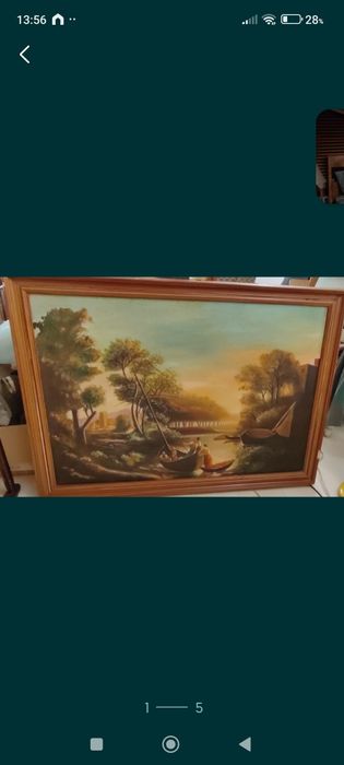 Tablou semnat vechi, peisaj. Pictura in ulei