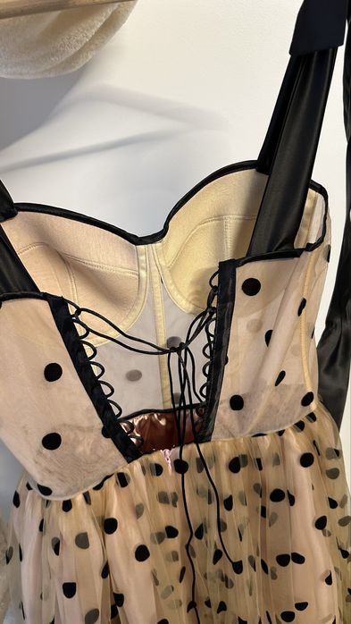 Rochie M Oana Nutu maro/roz pudrat cu buline negre