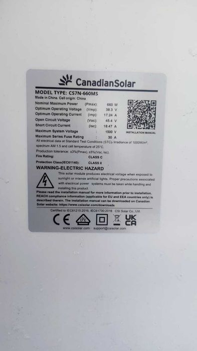 Соларен панел 660 W Canadian Solar CS7N-660MS