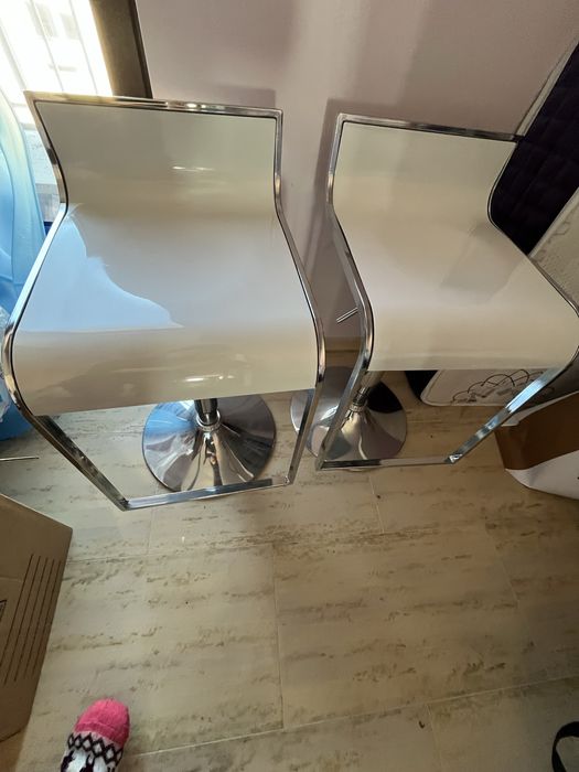 Бар столове, 2 броя, бели