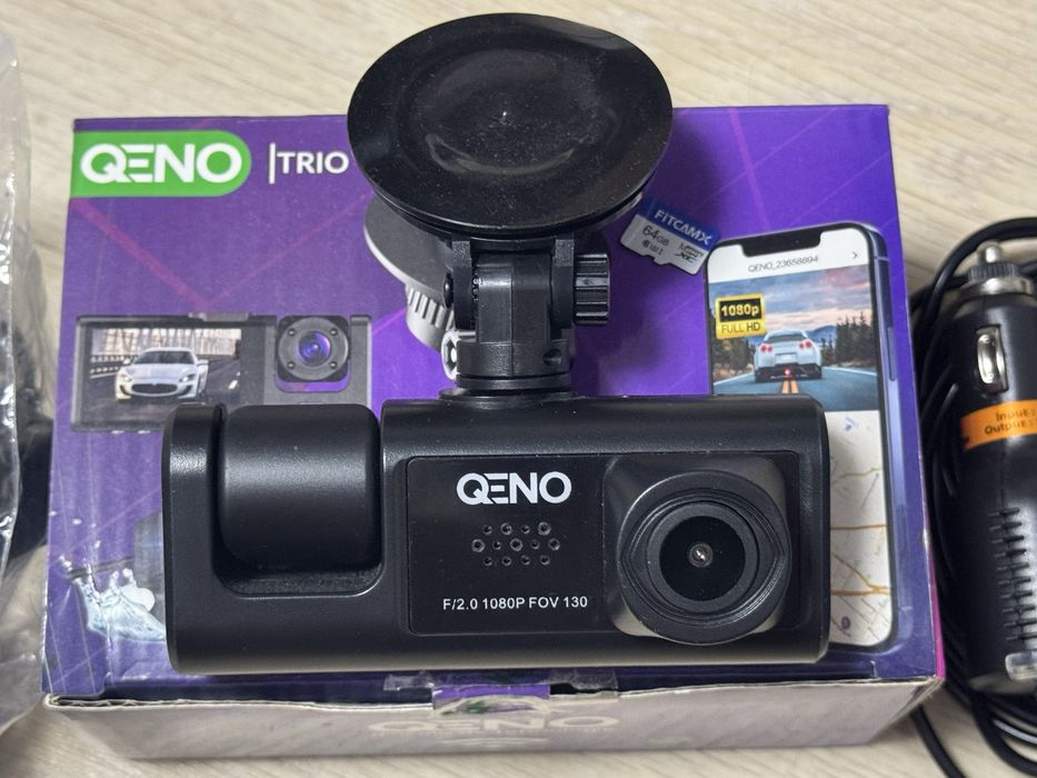 Camera Auto DVR Qeno® TRIO High PRO, 3 Lentile, Full HD