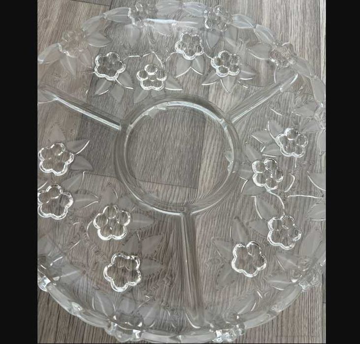 -50% Farfurie din Cristal cu 4 separatoare, D31cm,Italia,Trimit Gratis