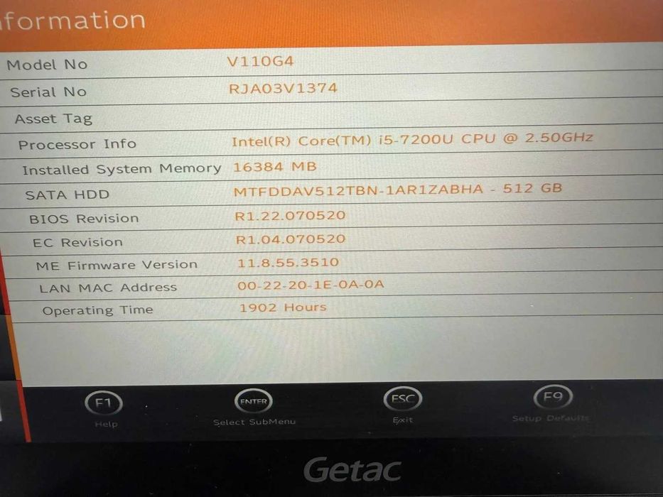 Laptop SH GETAC v110 g4 i5-7200U SSD 512Gb 16GB Ram Fully Rugged diagnoza auto touchscreen