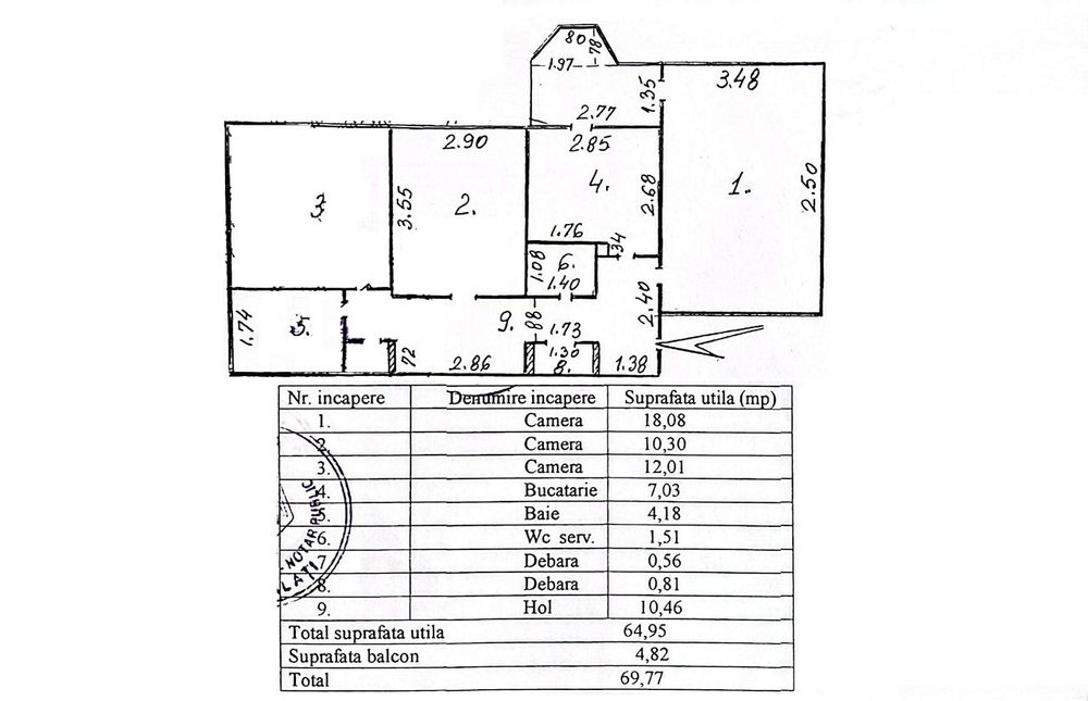 3 camere decomandat, 70 mp, 2 băi – I.C. Frimu (CinCin)