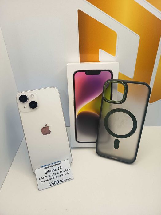 Iphone 14 128GB Starlight/Neverlocked/Bateria 86%/Stare excelenta! ID11155