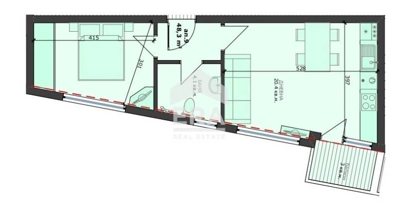 Двустаен апартамент за продажба в новострояща се жилищна сграда, райо