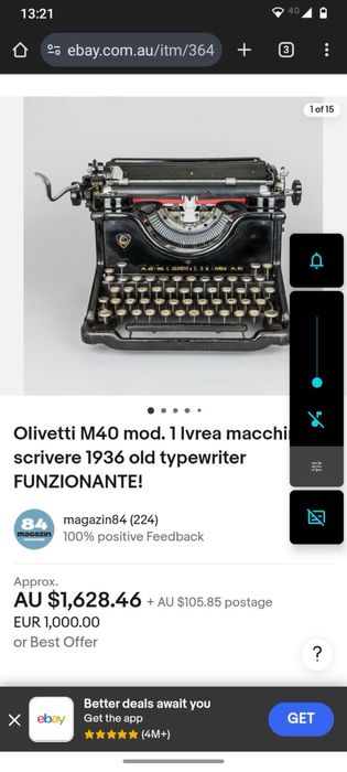 Антична пишеща машина Olivetti M40