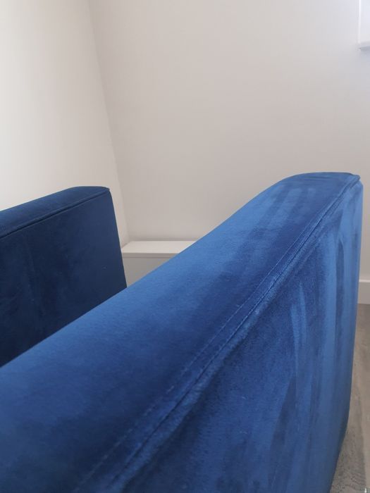 Canapea catifea extensibila 3 locuri albastru royal 220 x 100cm
