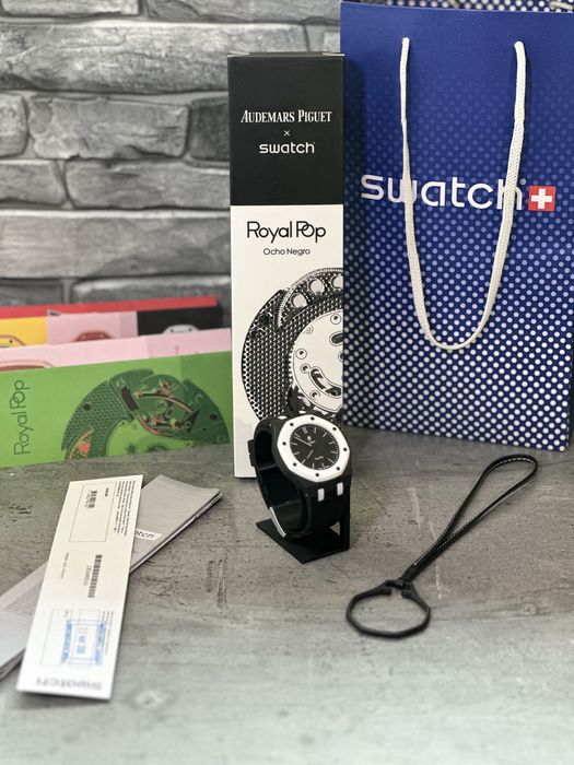 Ceas AP X Swatch Ocho Negro + Bratara neagra CALITATE PREMIUM