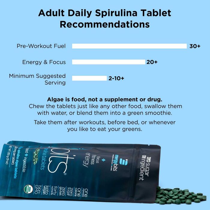 EnergyBits Spirulina 1.000 tablete, produse premium din SUA