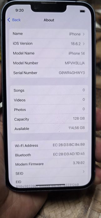 Iphone 14 blue 128 e-sim