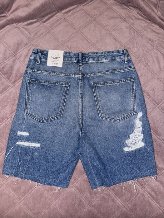 Мъжки къси дънкови панталони Zara – размер 38, син деним