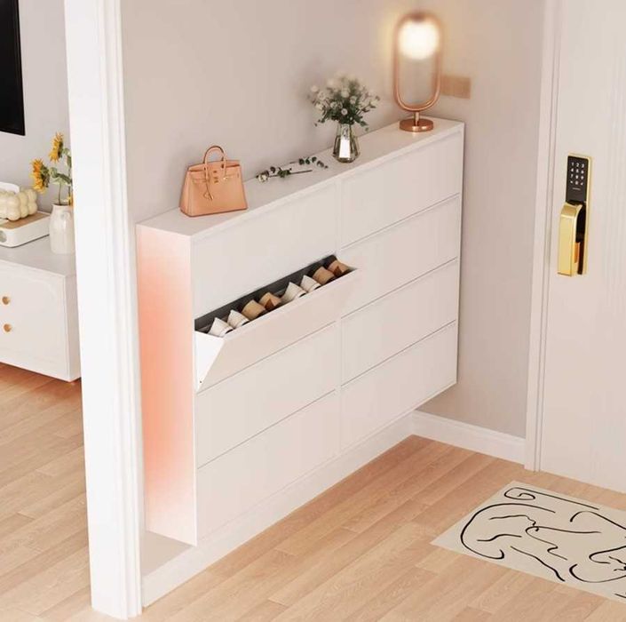 Тонкий металлический обувной шкаф/Шкаф за дверь для обуви